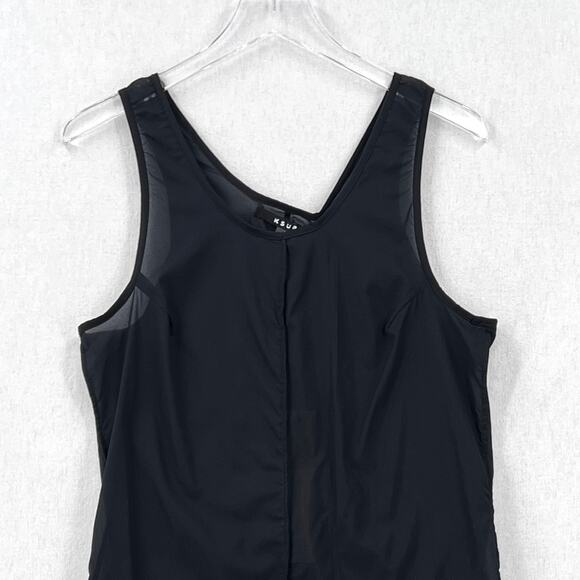 KSUBI Stretch Chiffon Tank Top Womens Medium Black Silk Blend Semi Sheer NEW - Picture 4 of 13